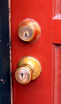  Dead bolt lock above standard door lock  